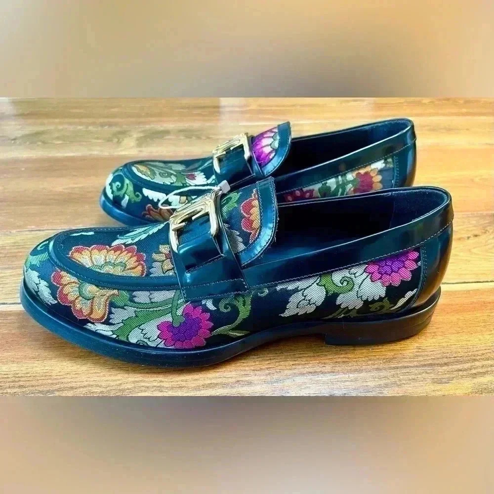 Giovanni Conti | Italian Flower Textile / Brocade & Leather Loafer | W 11